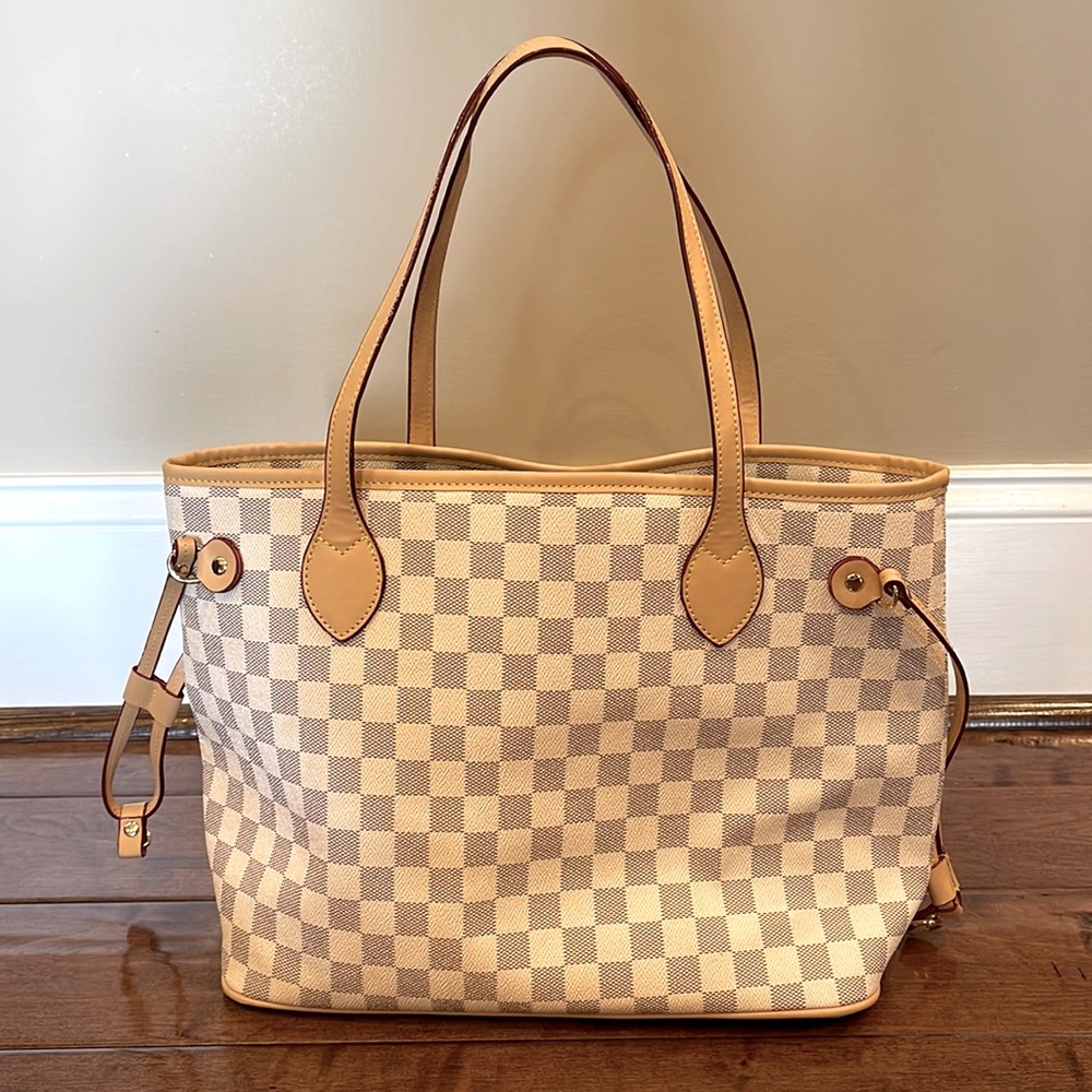 Cream & Beige Checkered Tote